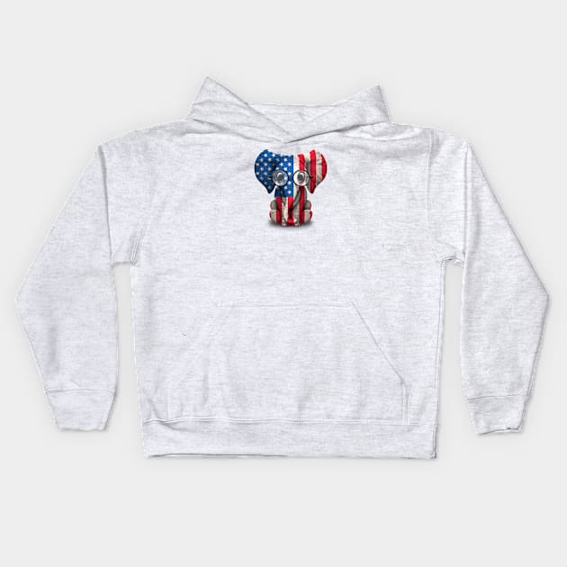 Baby Elephant with Glasses and American Flag Kids Hoodie by jeffbartels